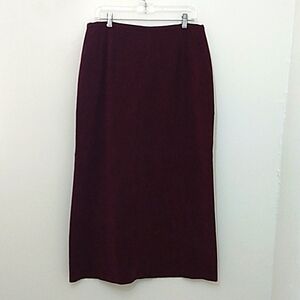 Norton Mcnaughton Faux Suede Micro Fiber Maxi A Line Skirt Dark Wine Color Sz 14